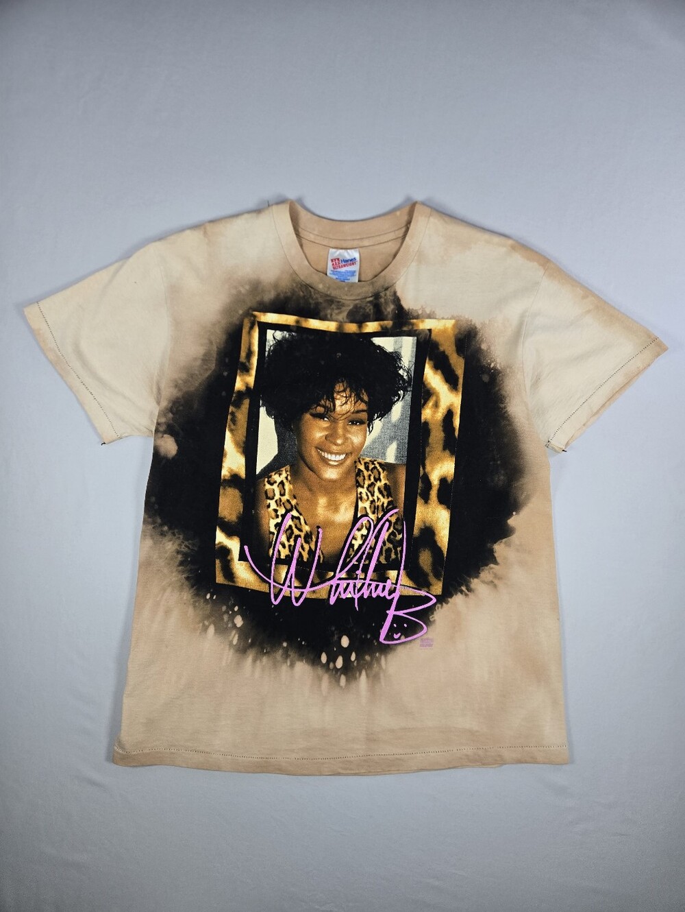 VTG 1993 Whitney Houston Acid Wash Reworked Concert T-Shirt Single Stitch Rare L